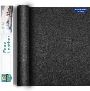 No Creasing-Leather Fabric, Faux Leather, Vinyl Fabric, for Upholstery Crafts, DIY Sewings, Sofa, Handbag, Earrings, Hair Bows Decorations (Black 54 * 108inch)
