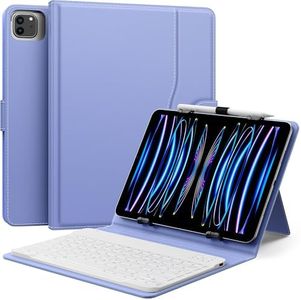 MoKo Universal Tablet Case with QWERTY Keyboard for 9",9.7",10.1",10.2",10.4",10.5",10.9" Tablet, with Removable Wireless Bluetooth Keyboard&Pen Holder for iPad, Samsung, Fire, Pixel, Other, Lavender