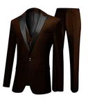 One Button 3 Pieces Brown Wedding Suits Notch Lapel Men Suits Groom Tuxedos Brown 40 Chest / 34 Waist