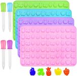 Silicone Candy Molds，AFUNTA 4 Pcs 66-Cavity Non-Stick Mini Fruit Silicone Gummy Mold with 4 Pcs Dropper for DIY Gummy, Ice, Jelly, Chocolate, Candy - Green,Blue,Pink,Purple