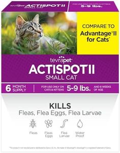 TevraPet Actispot II Flea Treatment for Small and Medium Cats 5-9 lbs | 6 Doses | Powerful Prevention and Control, Clear