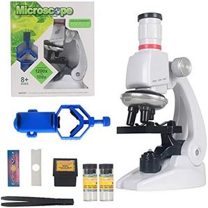 Eacam Microscope for Kids Science Kits Beginner Microscope STEM Science Educational Kits 100X 400X 1200X Magnification with LED Light for Boys Girls Students Age 6+ Easy-to-use