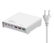 INICIO 120W USB-C 6 Port Charging Station, 3 Type C + 3 USB, 65W PD Fast Charger for MacBook Pro Air iPad Pro M4 XPS 13/15 HP Spectre iPhone 15 14 13 Galaxy S24 S23 Ultra Pixel 8 7 etc [White]