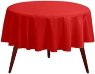 Gee Di Moda Round Tablecloth - 132 Inch Red Round Table Cloth for 72 to 96 Inch Round Tables - Heavy Duty Washable Fabric - for Buffet Table, Holiday Party, Dinner, Wedding & Baby Shower