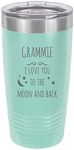 Grammie - I Love You to The Moon and Back Stainless Steel Engraved Insulated Tumbler 20 Oz Travel Coffee Mug, Black (Teal)