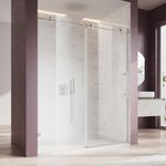 SL4U Shower Door 60'' W x 76'' H, Frameless Glass Shower Doors with Stainless Steel Hardware, Sliding Shower Door with 5/16" (8mm) Clear Tempered Glass, Brushed Nickel Finish