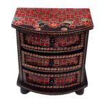 NOVICA Batik Wood Jewelry Box, Black and Red, Kawung Secrets'