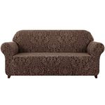 subrtex High Stretch Sofa Slipcover 1-Piece Jacquard Damask Sofa Couch Furnitures Protector for Living Room (Sofa, Chocolate Jacquard)