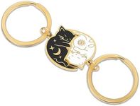 Amabro 2PCS Cute Cat Keychain, Couples Matching Gifts Best Friend Keychains Gifts Keyring Boyfriend Girlfriend Anniversary Birthday Wedding Anniversary Valentines Day, Gold