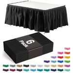 Black Table Skirt 6 Pack 29" X 14' Disposable Plastic Table Skirts for Rectangle Tables 6ft + or Round Tables - Ruffle Table Skirt with Adhesive Strip - Gender Reveal Decor & Party - Exquisite