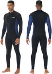 Lansru Men Wetsuit, 5/4mm Upgrade CR Neoprene Wetsuits for Men, Ideal Thermal Wet Suit in Cold Water, Front Zip for Surfing Snorkeling Diving Swimming