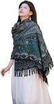 iCuviy Large Pashmina Shawls & Wraps for Women Extra Soft Cashmere Feel Throw Womens Fall Scarfs Shawls & Wraps for Wedding, Ethnic Style Green