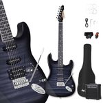 Leo Jaymz Beginner Electric Guitar - Poplar Body，Maple Neck and Ebony Fingerboard - Tremolo Bridge system (Black Flame）