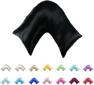 Silky Soft Satin V/U/Tri/Boomerang/Maternity Shaped Pillowcase - Double Stitched (Black)