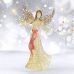 5FT Outdoor Angel Christmas Decoration - Pre-Lit Outdoor Christmas Decorations Angels with 120 LED Lights - Elegant Winged Holiday Figure for Lawn with Bow, Halo, Extension Cord and Ground Stakes