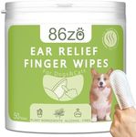 86zo Dog Ear Finger Wipes for Dogs & Cats, Thicker Dog Ear Cat Ear Cleaner Wipes, Dog Ear Infection Relief to Relieve Ear Itching, Remove Ear Wax, Dirt, Smelly - Fresh Green Tea Scent
