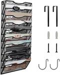 Wall File Organizer, 10 Tire Hanging File Folder Mail Organizer, Vertical Mesh Metal Door/Wall Mount Hanging File Holder, Paper Document Magazine Rack with Hooks for Home Office Black
