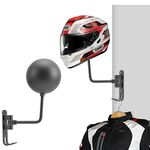 Yagosodee Helmet Stand, Motorcycle Helmet Rack Wall Mounted Spherical Hat Stand, 180° Rotation Bicycle Helmet Display Storage Stand with Hook, Motorcycle Helmet Holder, Hold up to 33 lbs, Black