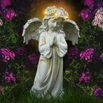 Kssiaz Angel Garden Statue,Memory Guardian Solar Garden Decor with Warm Light,Waterproof Outdoor Garden Decor Praying Angel Figurine Sculpture for Lawn Yard Patio,Sympathy Present,White