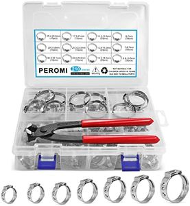 PEROMI 210pcs Single Ear Hose Clamp with Pincers Crimper Tool,12 Size 6-36.1mm 304 Stianless Steel Pex Cinch Clamp Rings Assortment Kit for PEX Tubing Pipe Fitting connections