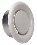 HVAC White Round Ceiling Vent Diffuser Ø10 cm / 4 inches, Adjustable Metal Disc Valve, Bathroom Ceiling Air Vent, Metal Air Suction Valve (Dia: 100 mm)