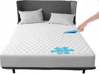 CHICTI Waterproof Mattress Protector Queen Size Mattress Pad Cover Breathable Cooling Cotton Surface Noiseless Machine Washable Protection Cover-Hypoallergenic (Color : White, Size : 150x200cm)