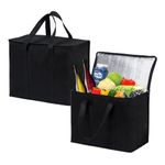 Froxique 2 Pack Insulated Reusable Grocery Bags，Heavy Duty Cooler Bags for Frozen Food Delivery,Lunch Bags with Handle and Zips for Travel,Collapsible Cold Boxes