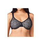 Olga Womens Women's Sheer Leaves Minimizer Bra, Rich Black/Gray Contrast, 36D