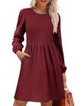 Zeagoo Red Sweater Dress for Women 2024 Long Sleeve Dresses Casual Winter Tunic Dress with Pockets Women Plus Size Babydoll Dresses Wine Red XX-Large