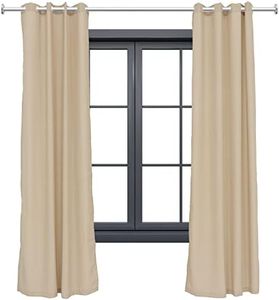 Sunnydaze 52-Inch x 120-Inch Panel Light-Filtering Outdoor Curtain Panel - Water-Resistant - Beige - Set of 2