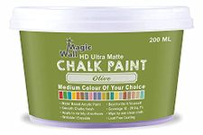 MagicWall Chalk Paint Medium Colors 200 ML - Matt Finish Water Base Acrylic Paint Coverage : 10 to 20 Sq. Ft. Apply on Surfaces Like Walls, Boards, Furniture & Home Décor Products. (Olive)