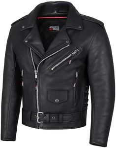 ICONIC Motorcycle Jacket for Men, Premium Buffalo Leather, Insulated Liner, Classic Side Laces, Cruiser Biker Black L