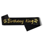 Birthday Sash for Men,Boy Birthday Gifts King sash Birthday Party Supplies and Decorations(Black)