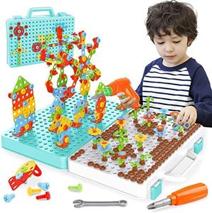 AKILION DIY Electric Drill Puzzle Set, Kids STEM Take Apart Toys, 2D 3D Educational Building Blocks Toys Construction Kit, Learning Games Gifts for 3 4 5 6 7 8 Year Old Toddlers Boys Girls