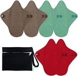 wegreeco 6 Pc Reusable Menstrual Pads, Ultra Thin Pantiliners for Thongs, Cloth Pads, Panty Liners for Teens, Women, Nonslip Thong Pantiliners + 1 Pc Wet Bag (Aqua, Burgundy, Coffee, XS)