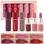 6 Colors Matte Lipsticks Set, Preocea 6 Pcs Matte Liquid Lipstick, Velvety Red Shades Matte Lipstick, Long Lasting Waterproof Lipsticks with Gift Box, Non-Stick Cup Not Fade Lip Sticks Gift