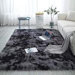 4X6 Dark Grey Area Rugs Modern Home Decorate Soft Fluffy Carpets for Living Room Bedroom Kids Room Fuzzy Plush Non-Slip Floor Area Rug Fluffy Indoor Carpet