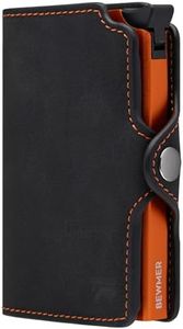 BEWMER Shielded Credit Card Wallet | Slim Wallet for Men and Women | Card and Document Holder with Rfid Protection and Carbon Fiber Money Clip, BlackRed, B1, Minimalist