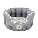 allpetsolutions Alfie Range Dog Bed - Warm, Fleece-Lined Machine Washable with Raised Rim - Calming Pet Sofa & Home Lounger with Extra Soft Reversible & Removable Pillow Cushion - Small, Grey