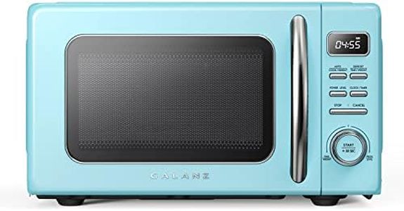 Galanz GLCMKZ07BER07 Retro Countertop Microwave Oven with Auto Cook & Reheat, Defrost, Quick Start Functions, Easy Clean with Glass Turntable, Pull Handle.7 cu ft, Blue