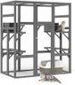 NYEEKOY 71Inches Large Wood Catio Outdoor Cat Enclosure with Perches and Condos, Cat House Indoor with Waterproof Roof, Cat Shelter 5 Platforms & 2 Resting Box, UV Resistant (Grey)