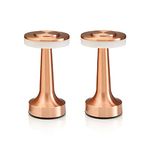 Auraglow Copper Rechargeable Touch Control Cordless LED Table Lamp - Perfect for Bedside Tables, Hotels and Restaurants - Twin Pack