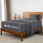 Mellanni Extra Deep Pocket Twin XL Sheet Set - Hotel Luxury 1800 Bedding Sheets & Pillowcases - Extra Deep Pocket Sheets up to 21" Mattress - Ultra Soft Cooling Bed Sheet Set - 3 Piece (Twin XL, Gray)