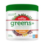 Genuine Health Greens+ Extra Energy Superfood Powder, 30 Servings, Natural Food Supplement with Spirulina and Wheat Grass, Orange Flavour, 399g