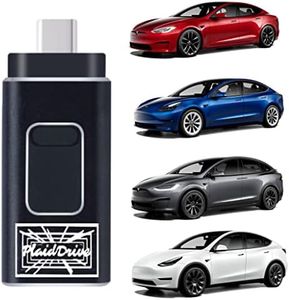 PlaidDrive Tesla Flash Drive with 4 Ports for All Phones, Tablets, Computers, USB-C, and USB-A, PreProgrammed for Tesla DashCam and Sentry Modes S/3/X/Y Models (128 GB)