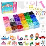 Sigowal Water Fuse Beads Kit 24 Colors 3000 Beads, Water Spray Beads Set, 5mm Magic Water Sticky Beads Refill Pack Compatible DIY Art Crafts Toys for Kids Beginners Birthday Xmas Gift