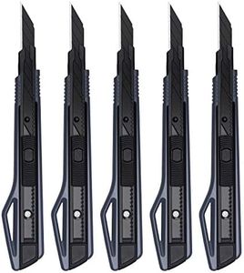 MANUFORE 5 pièces Cutter de 9mm, Lot de Couteau Utilitaire Rétractable avec Lame en Acier SK5 à 30 degrés, Couteau de Graphique pour Papier Peint, Papier, Crayon à Sourcils, Artisanat