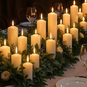 Veiuwa 72 Pack Ivory Pillar Candles Bulk Set, 2x3 2x6 2x8 Inch - 24 Each Size, Dripless Smokeless Clean Burning for Wedding Centerpieces, Home Decor, Church, Romantic Ambiance！
