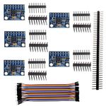 Wishiot 5pcs MPU-6050 Acceleration Sensor 6dof Three-Axis Accelerometer Gyro Sensor IMU with 1pc 40Pin Male Header and 1pc 40Pin Male to Female Dupont Cable for Arduino RC Quadcopter Drone