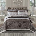 Royal Hotel Bedding Callisto Oversized Coverlet Set, Luxury Printed Design Quilt, Bedspread Set - Filled Quilts - Fits Pillow top Mattresses - 3PC Set - Queen Size